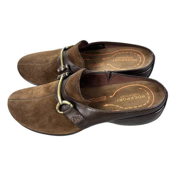 Rockport DMX Brown Suede Leather Women 10 M Waterproof Hydro-shield Shoes Slide - Picture 2 of 8